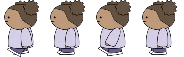 a cartoon of three men with different hair styles