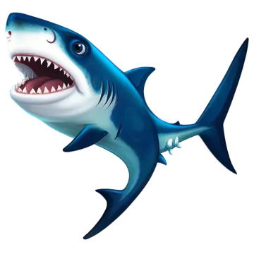 a cartoon shark with its mouth open