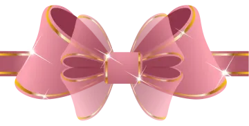 a pink bow with gold trims