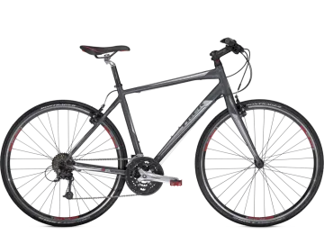 a grey and red road bike