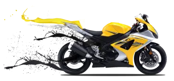 a yellow and black motorcycle on a white background
