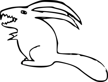 a black and white drawing of a rabbit