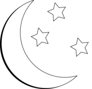 a crescent with stars on it