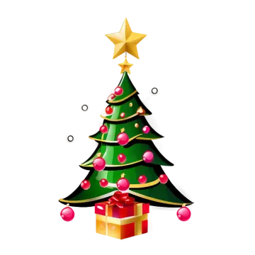a christmas tree with balls and a star on top