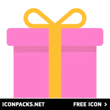 a pink gift box with a yellow ribbon