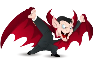 a cartoon character in a suit and tie with his hands up