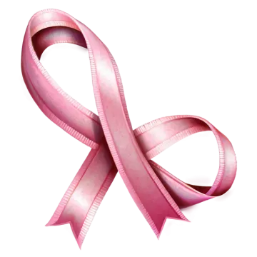a pink ribbon on a white background