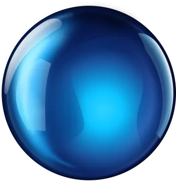a blue glass ball on a white background