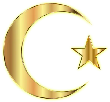 a gold crescent and star