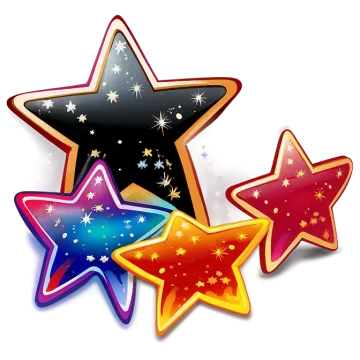 three colorful stars on a white background