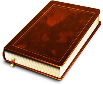 a brown book on a white background