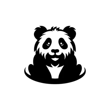 a black and white image of a panda