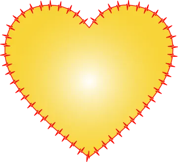 a yellow heart with spikes on it