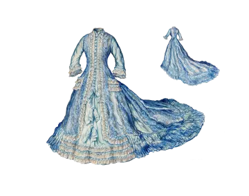 an illustration of a woman in a blue dress