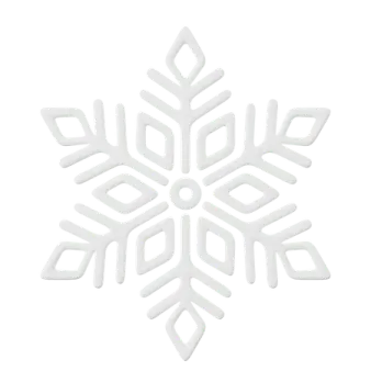 a white snowflake with a black outline on it