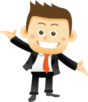a man in a suit and tie pointing at something