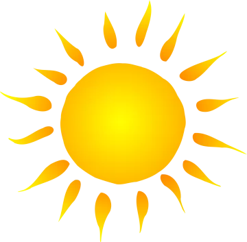 a yellow sun on a white background