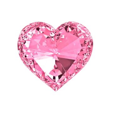 a pink diamond heart on a white background