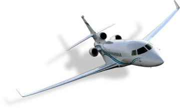 a white and blue airplane flying through the air