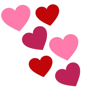 a bunch of pink and red hearts