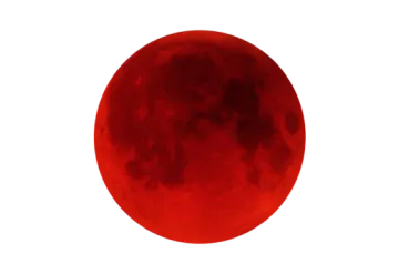 a red moon on a white background
