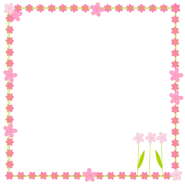 a pink frame with flowers and leaves