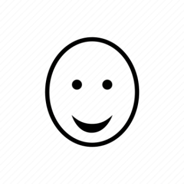 a black and white smiley face icon