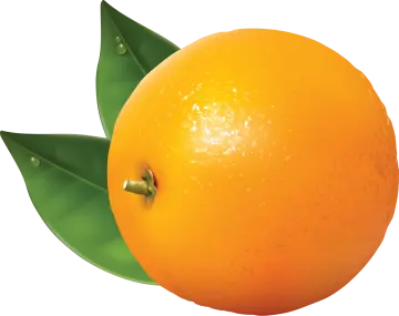 an orange with a leaf on it