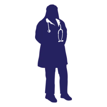 a silhouette of a doctor with a stel