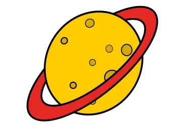 an image of a yellow and red saturn