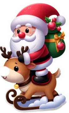 a santa claus riding on a reindeer