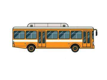 an orange bus on a white background