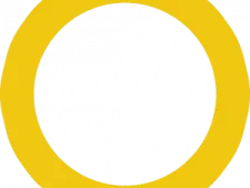 a yellow circle on a white background