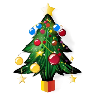 a christmas tree with balls and stars on it