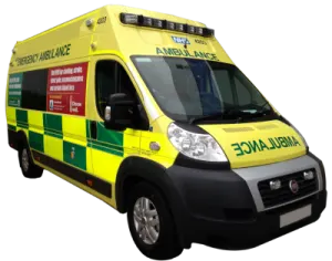 an ambulance van with the words ambulance on it