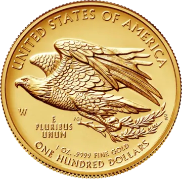 a gold coin with the image of an eagle