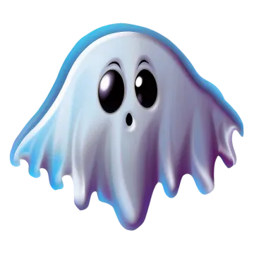 a cartoon ghost with big eyes