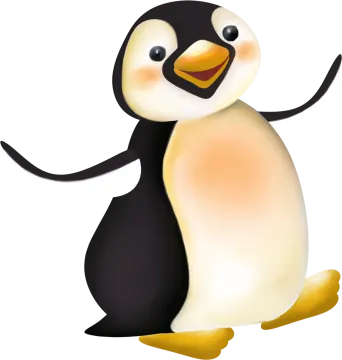 a cartoon penguin sitting on the ground