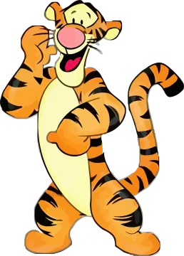 a cartoon tiger with its mouth open