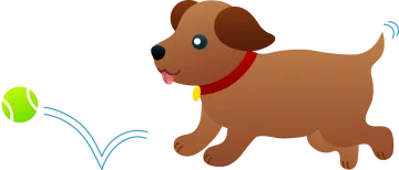 a dog playing with a tennis ball