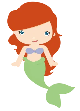a cute little mermaid with red hair and blue eyes