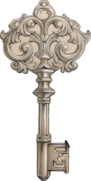 an antique key with a floral design on it