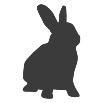 a black and white silhouette of a rabbit