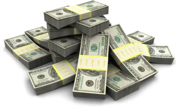 a pile of money on a white background