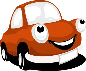 an orange car with a smiling face