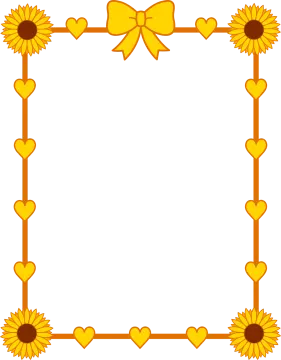 a frame with sunflowers and hearts