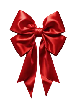 a red bow on a white background
