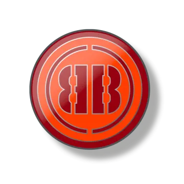 a red button with the letter b on it