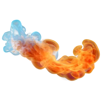 an orange and blue smoke on a white background