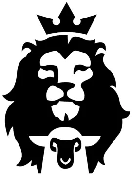 a black and white lion with a crown on its head